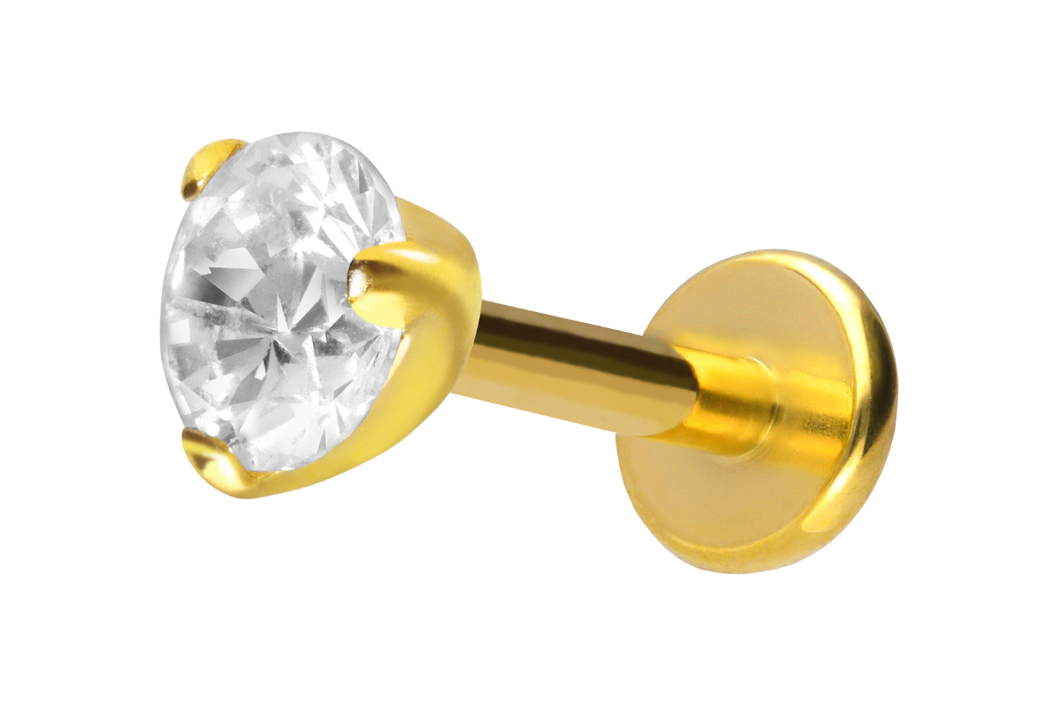 Titan Labret Piercing mit Innengewinde EINGEFASSTER KRISTALL